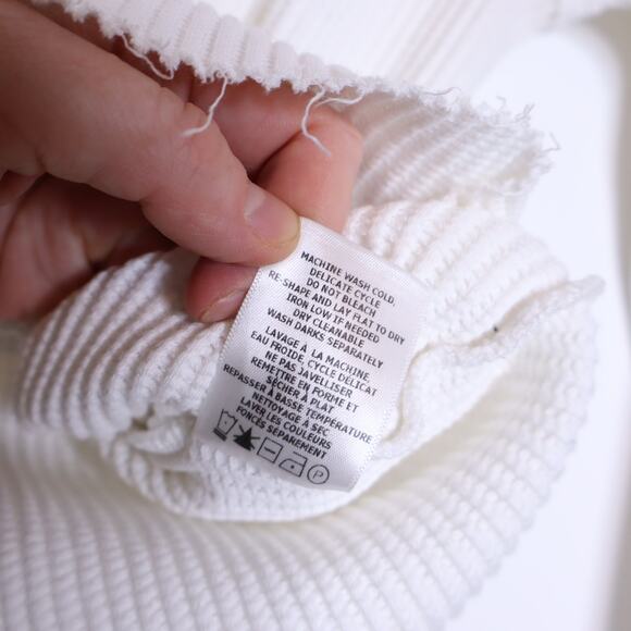 THE RANGE Boyfriend Henley Top White Waffle Knit Long Sleeves Casual Women's S - Picture 14 of 14